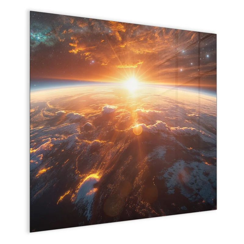 Glas Magnettafel - Morgenrot über der Erde