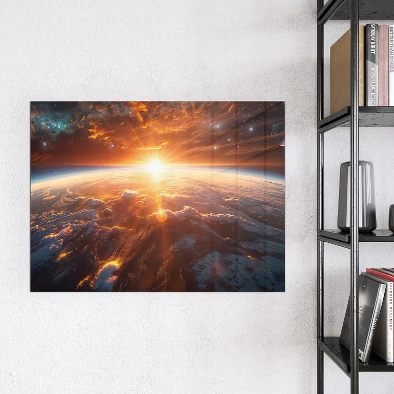 Glas Magnettafel - Morgenrot über der Erde