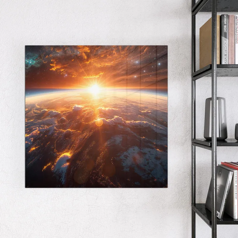 Glas Magnettafel - Morgenrot über der Erde