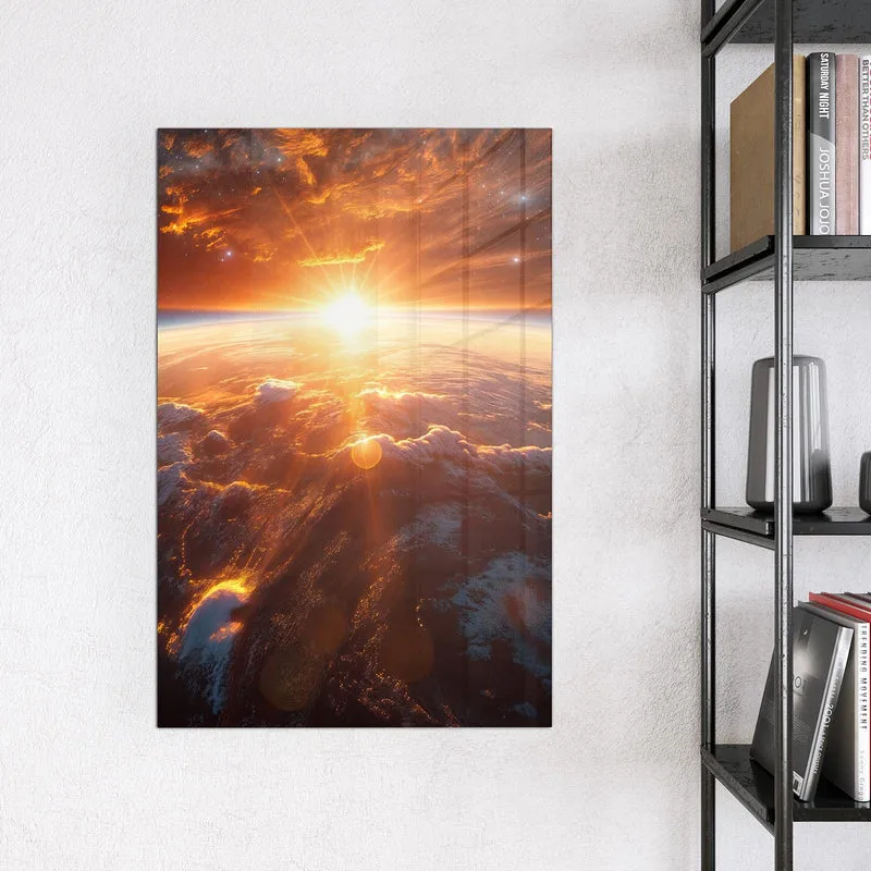 Glas Magnettafel - Morgenrot über der Erde