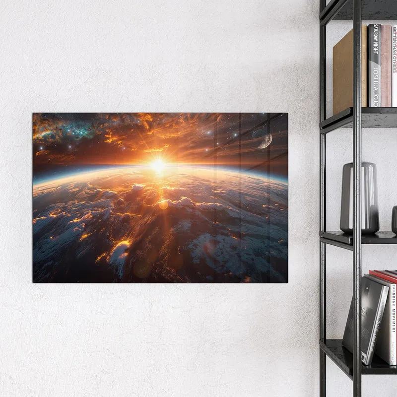 Glas Magnettafel - Morgenrot über der Erde