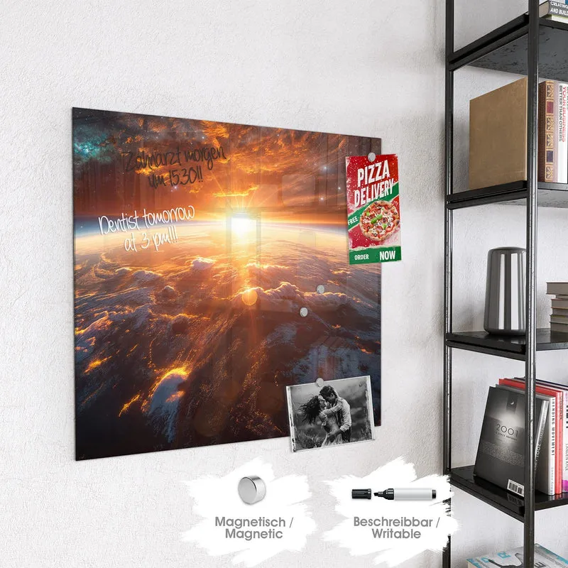 Glas Magnettafel - Morgenrot über der Erde