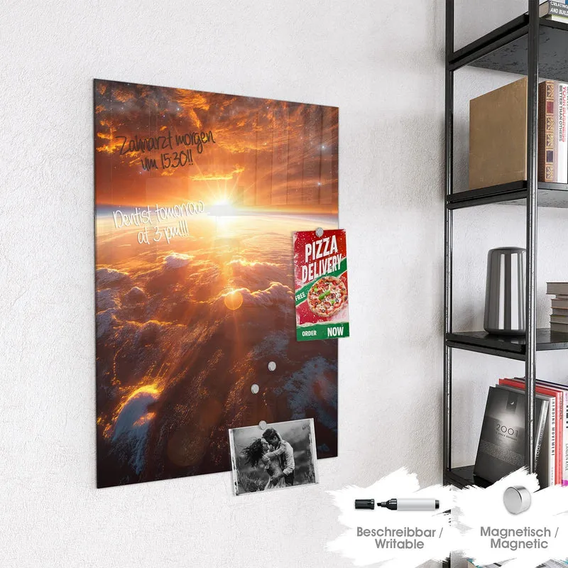 Glas Magnettafel - Morgenrot über der Erde