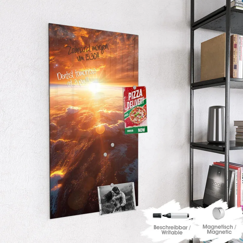 Glas Magnettafel - Morgenrot über der Erde