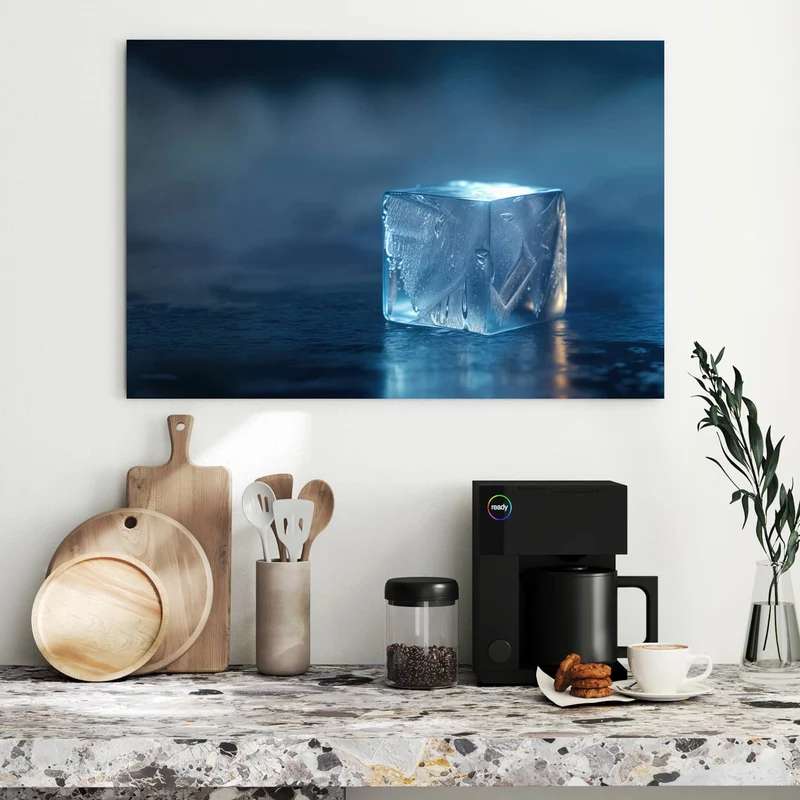 Metall Magnettafel - Blauer Eiswürfel