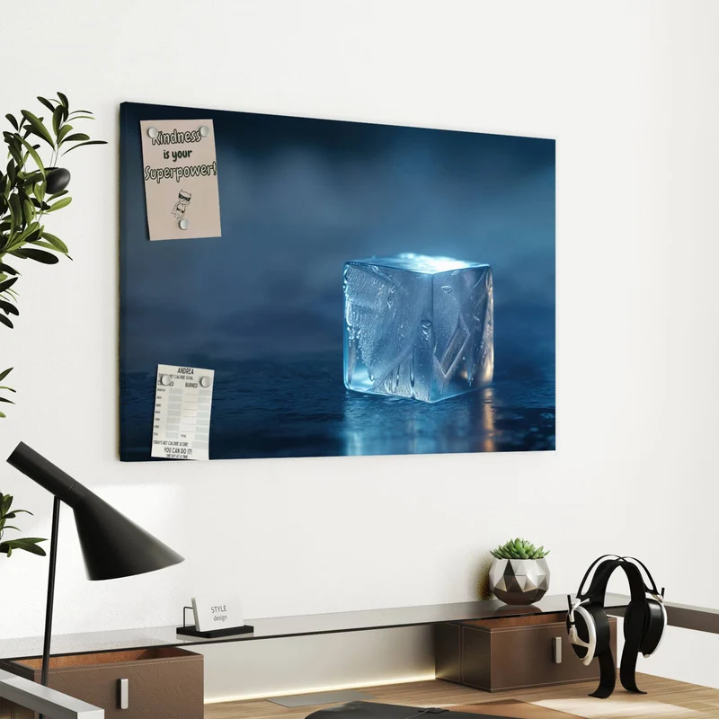 Metall Magnettafel - Blauer Eiswürfel