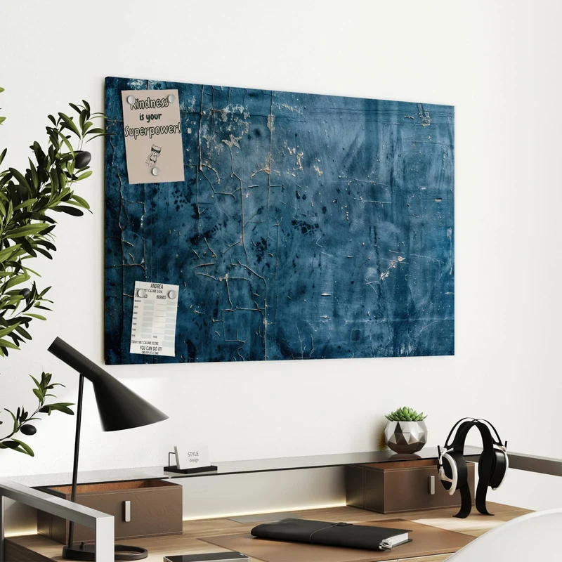 Metall Magnettafel - Verwittertes Blau