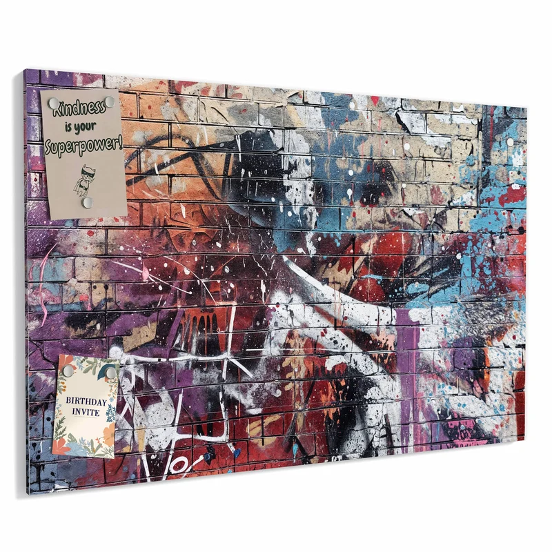 Metall Magnettafel - Graffiti auf Ziegelmauer
