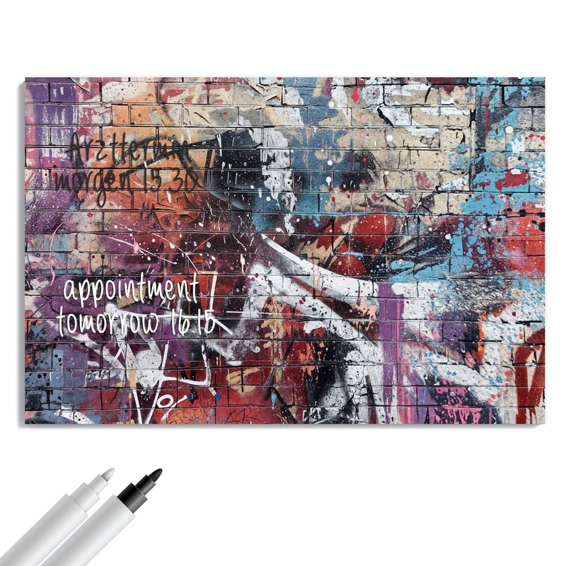 Metall Magnettafel - Graffiti auf Ziegelmauer