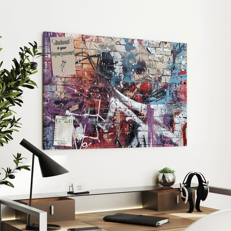Metall Magnettafel - Graffiti auf Ziegelmauer
