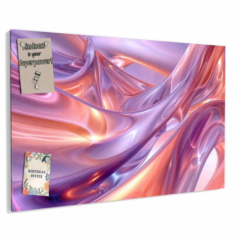 Metall Magnettafel - Glänzende Lilawellen