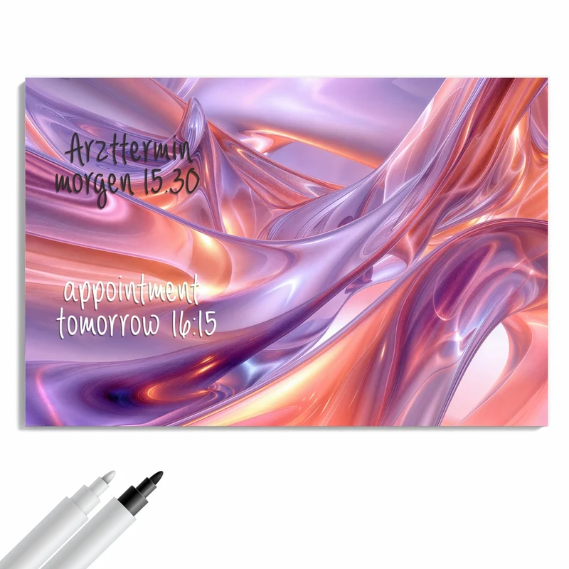Metall Magnettafel - Glänzende Lilawellen