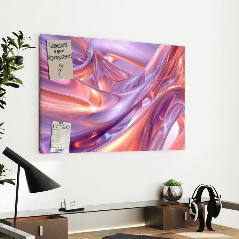 Metall Magnettafel - Glänzende Lilawellen