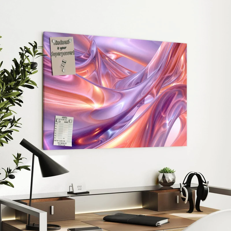 Metall Magnettafel - Glänzende Lilawellen