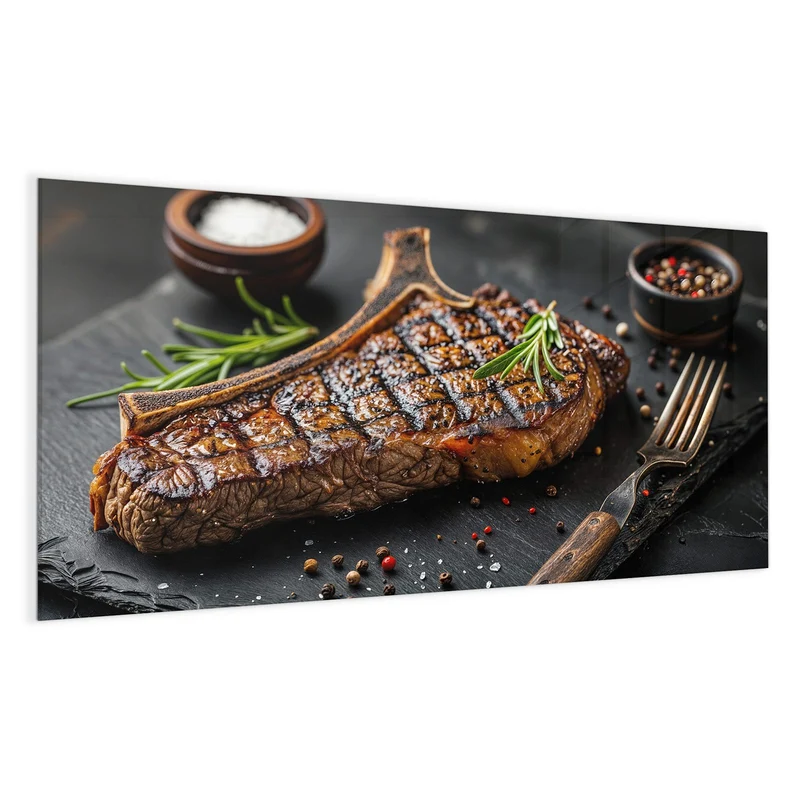 Glas Magnettafel - T-Bone-Steak vom Grill