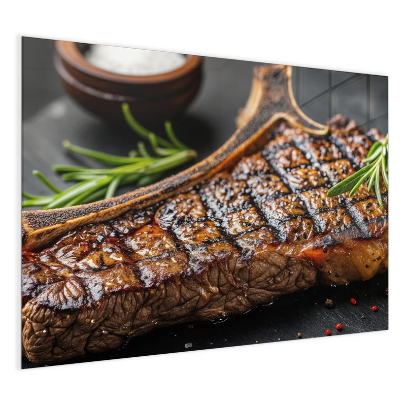 Glas Magnettafel - T-Bone-Steak vom Grill