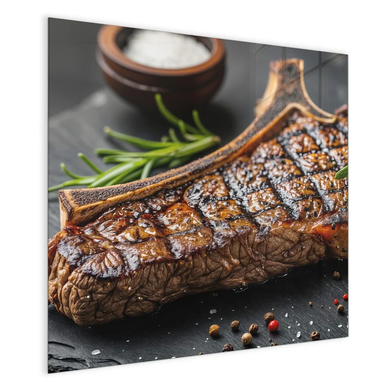 Glas Magnettafel - T-Bone-Steak vom Grill