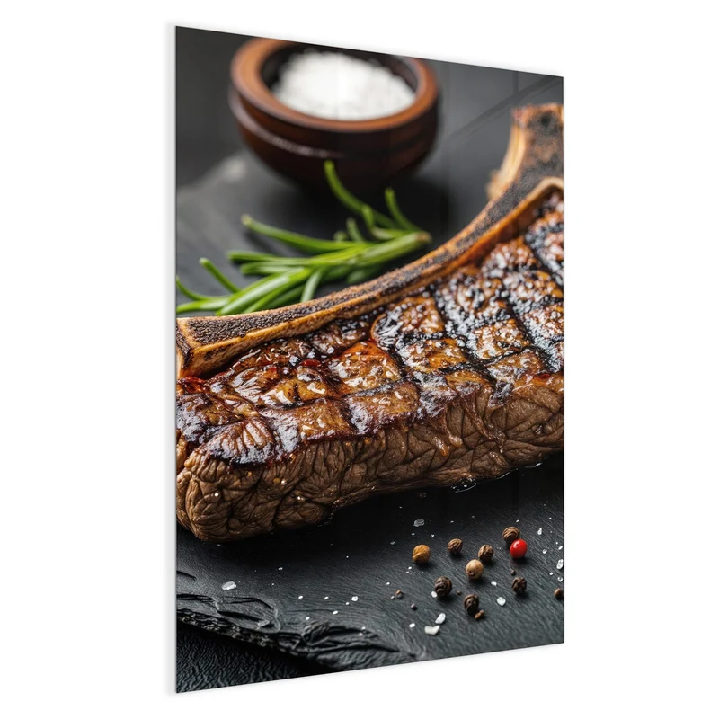 Glas Magnettafel - T-Bone-Steak vom Grill
