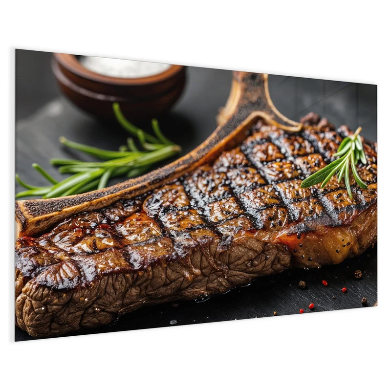 Glas Magnettafel - T-Bone-Steak vom Grill