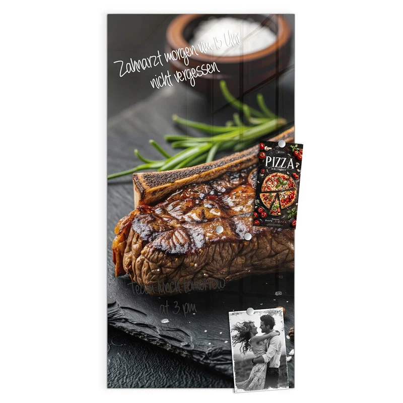 Glas Magnettafel - T-Bone-Steak vom Grill