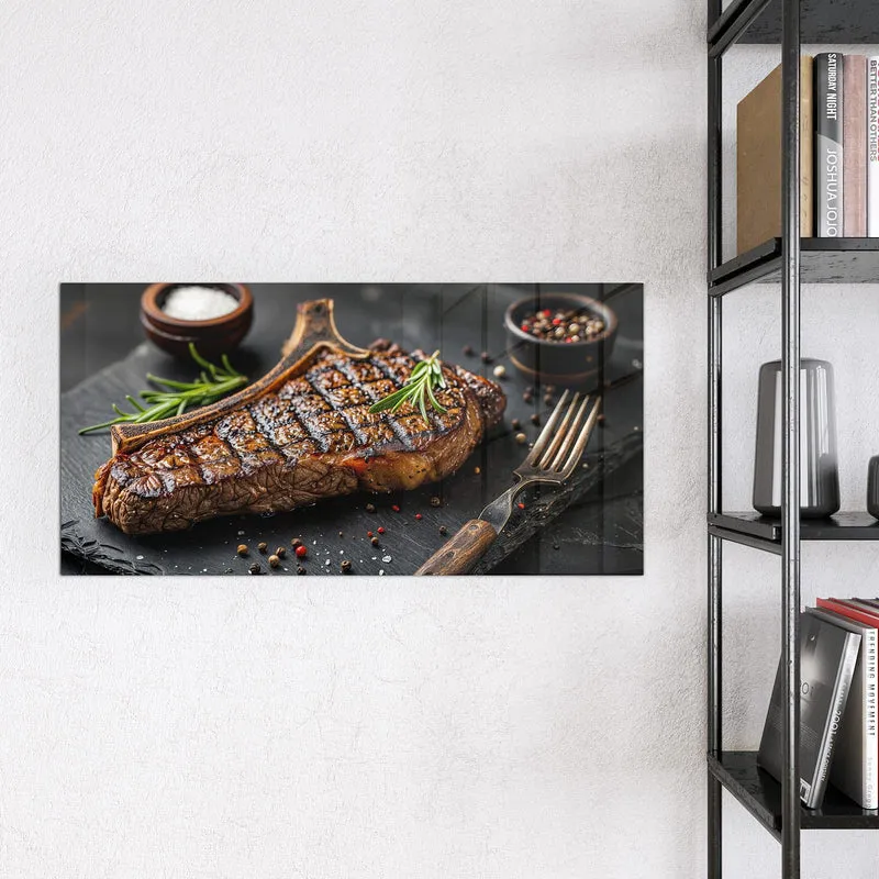 Glas Magnettafel - T-Bone-Steak vom Grill