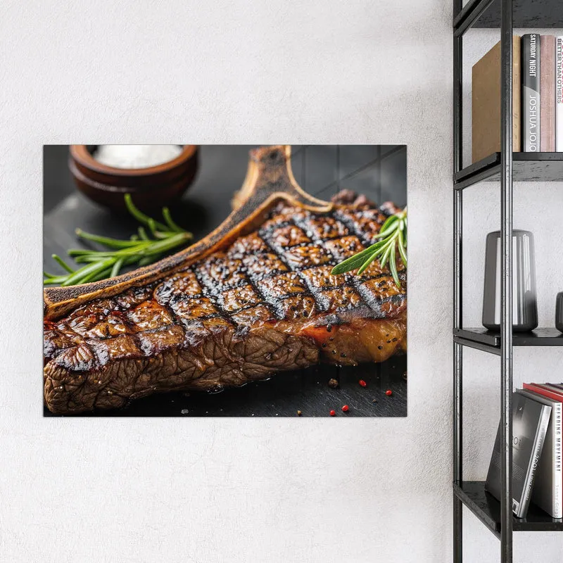 Glas Magnettafel - T-Bone-Steak vom Grill