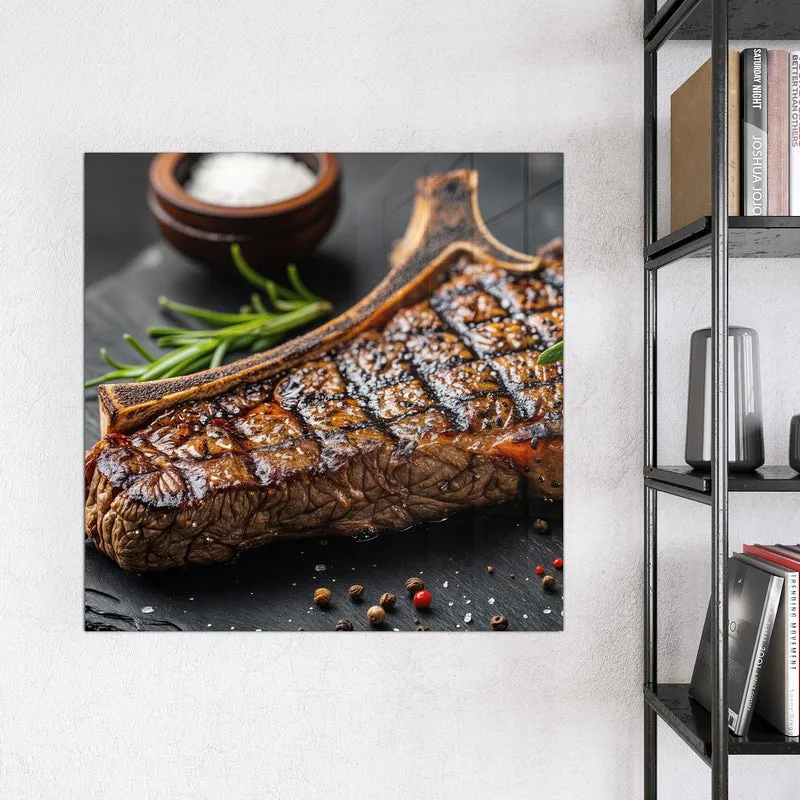 Glas Magnettafel - T-Bone-Steak vom Grill