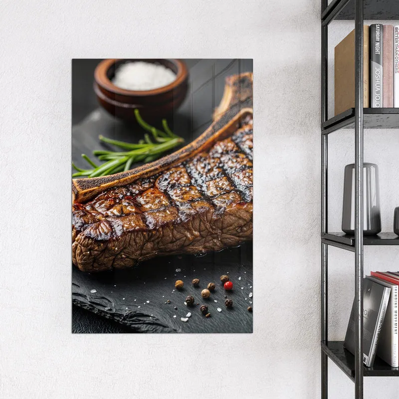 Glas Magnettafel - T-Bone-Steak vom Grill