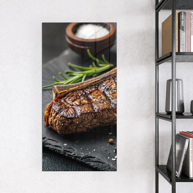 Glas Magnettafel - T-Bone-Steak vom Grill