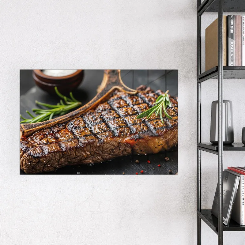 Glas Magnettafel - T-Bone-Steak vom Grill