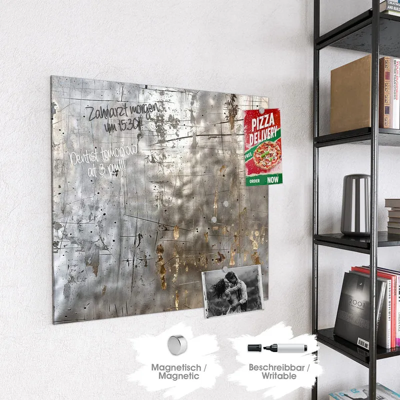 Glas Magnettafel - Goldspuren auf Silber