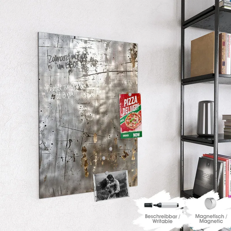 Glas Magnettafel - Goldspuren auf Silber