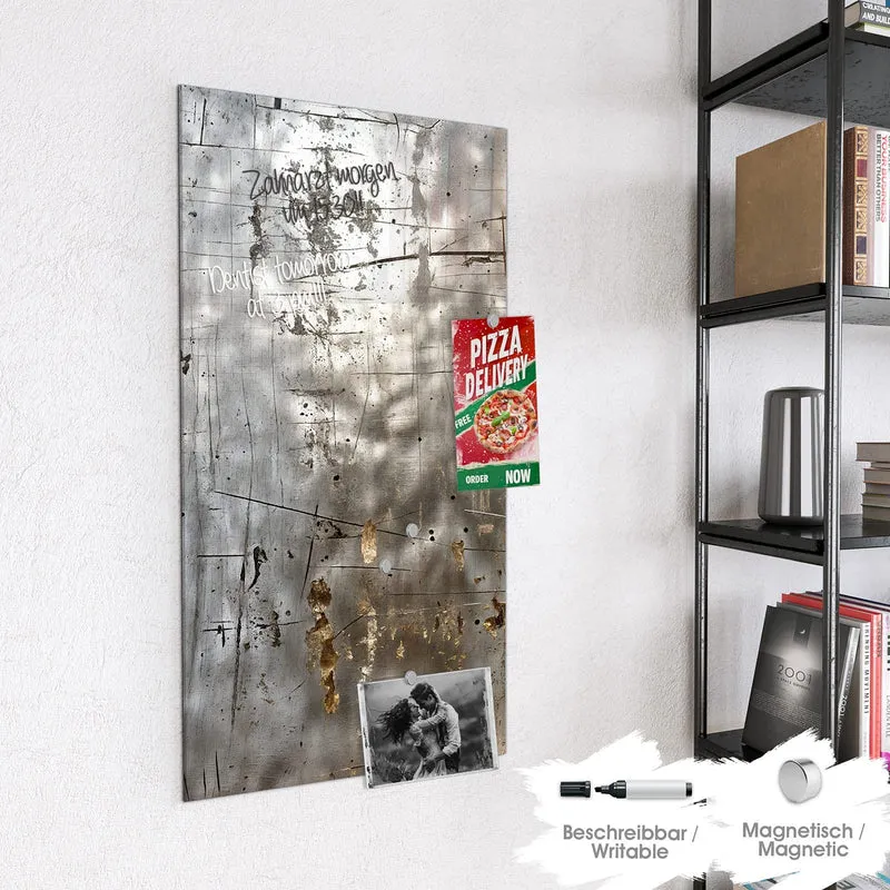 Glas Magnettafel - Goldspuren auf Silber