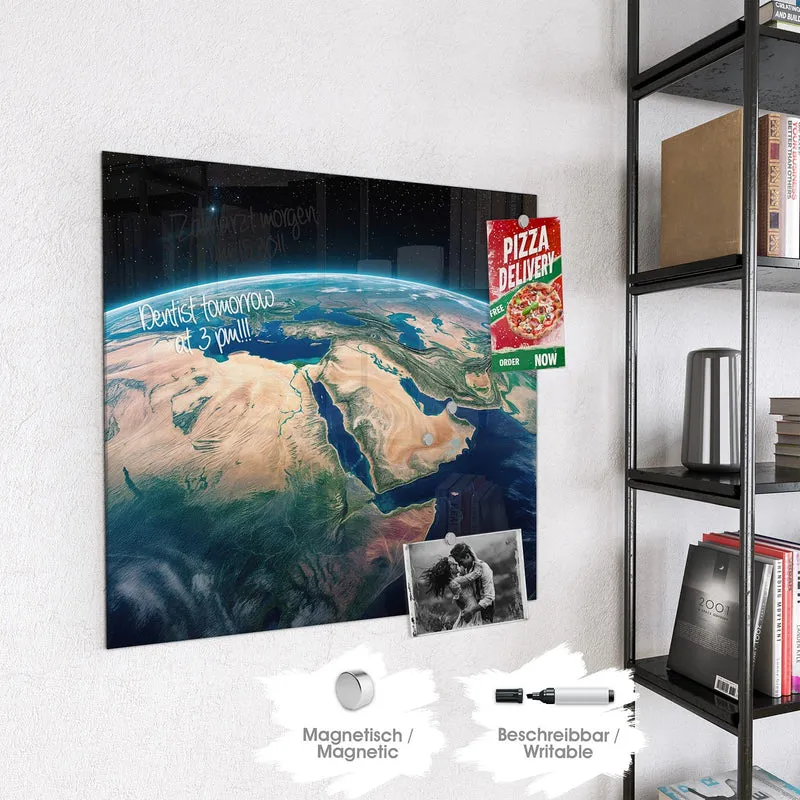 Glas Magnettafel - Erde aus dem All