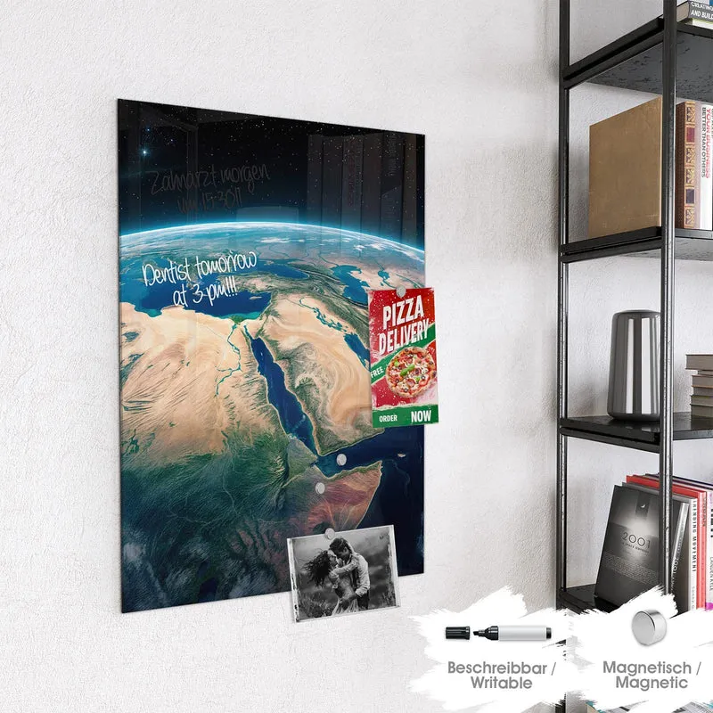 Glas Magnettafel - Erde aus dem All