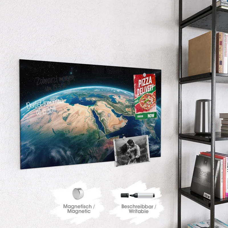 Glas Magnettafel - Erde aus dem All