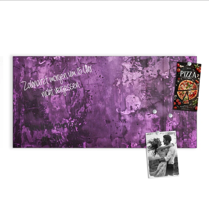 Glas Magnettafel - Violetter Putz