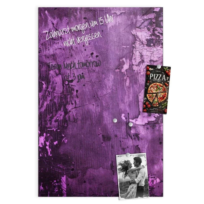 Glas Magnettafel - Violetter Putz