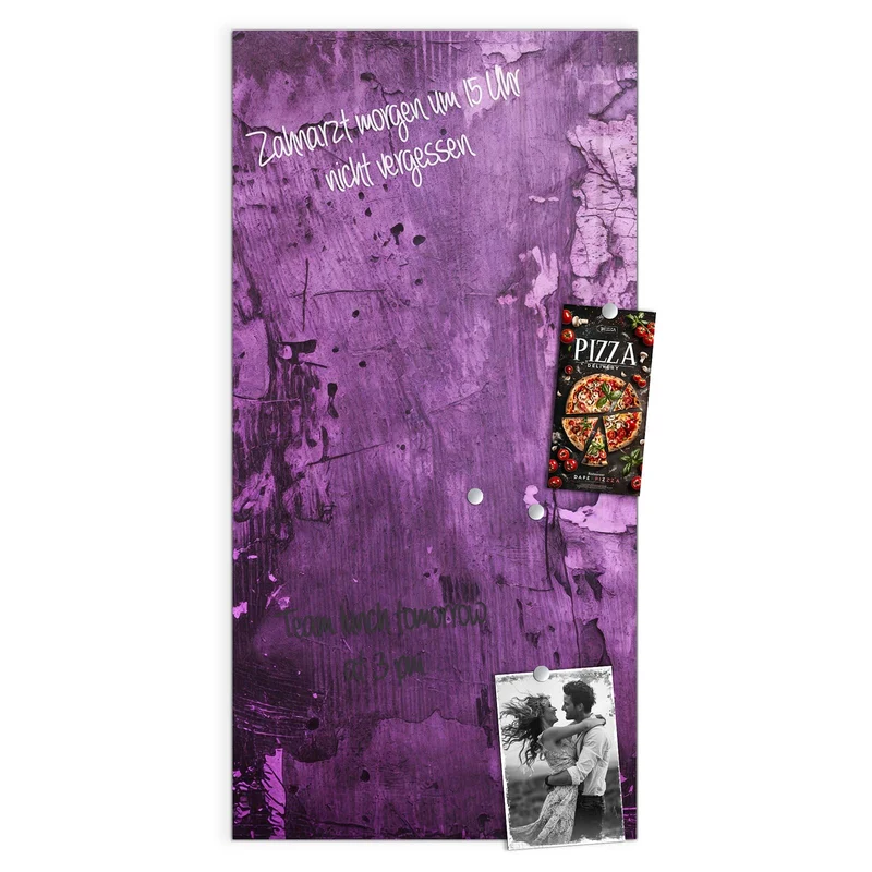 Glas Magnettafel - Violetter Putz