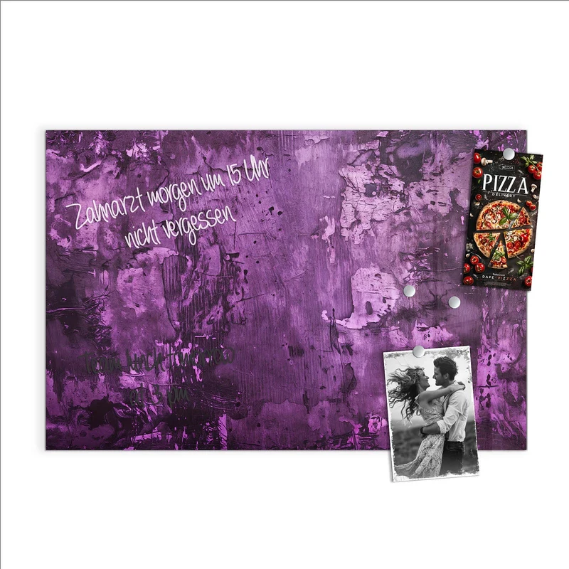 Glas Magnettafel - Violetter Putz