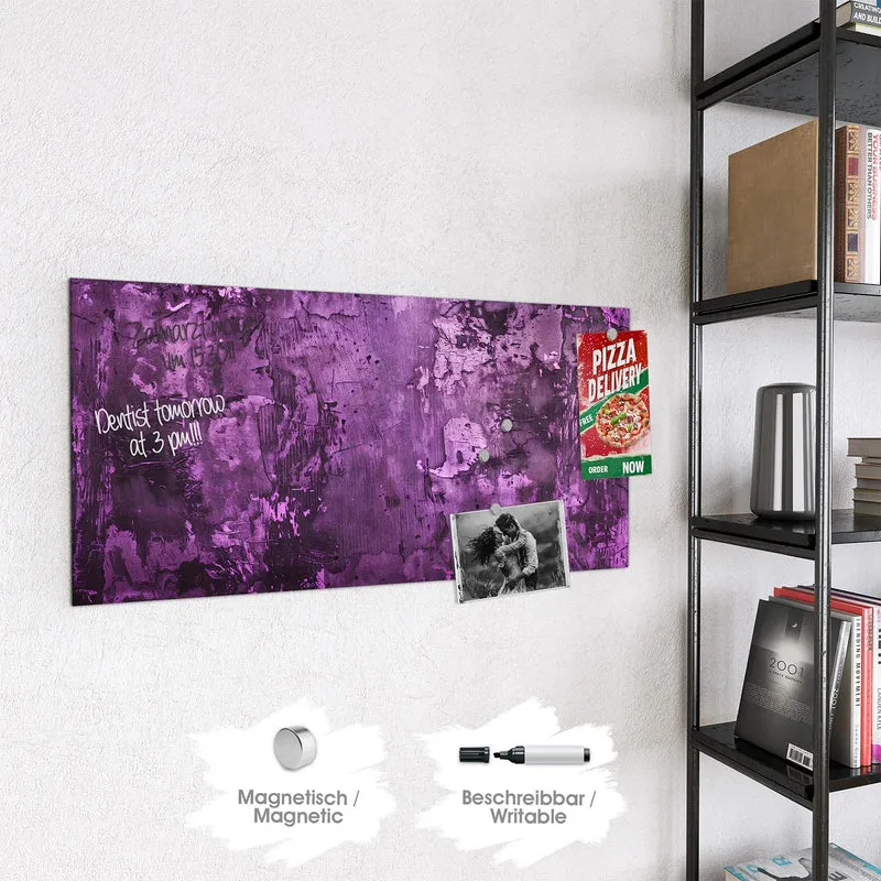 Glas Magnettafel - Violetter Putz