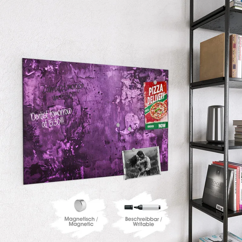 Glas Magnettafel - Violetter Putz