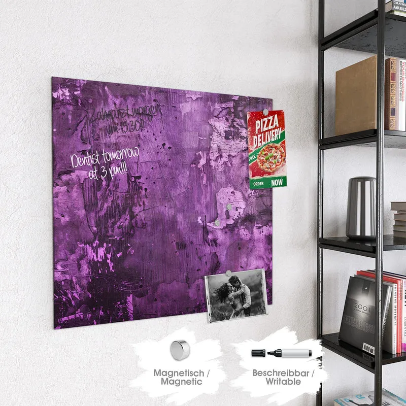 Glas Magnettafel - Violetter Putz
