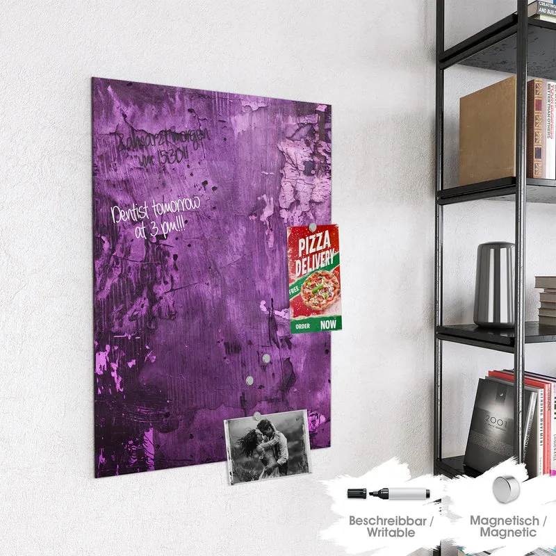 Glas Magnettafel - Violetter Putz