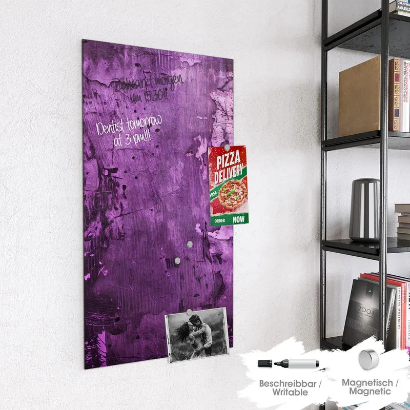 Glas Magnettafel - Violetter Putz