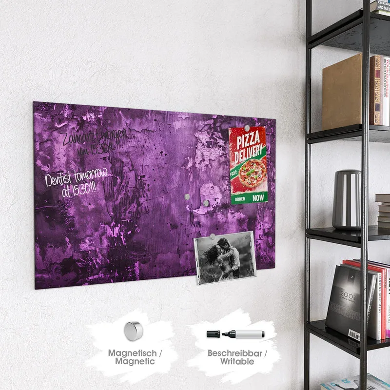 Glas Magnettafel - Violetter Putz