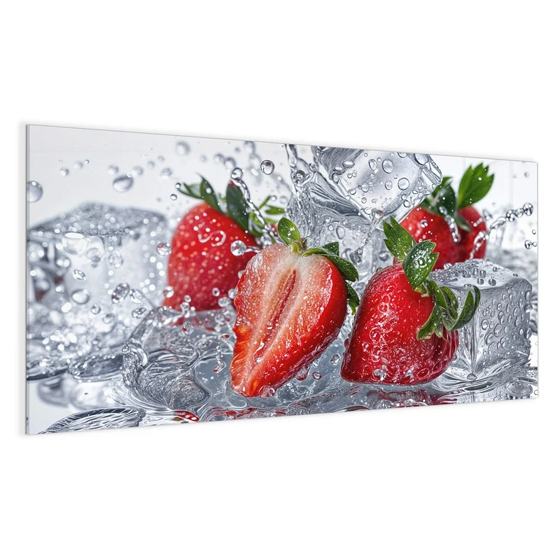 Glas Magnettafel - Erdbeeren auf Eis