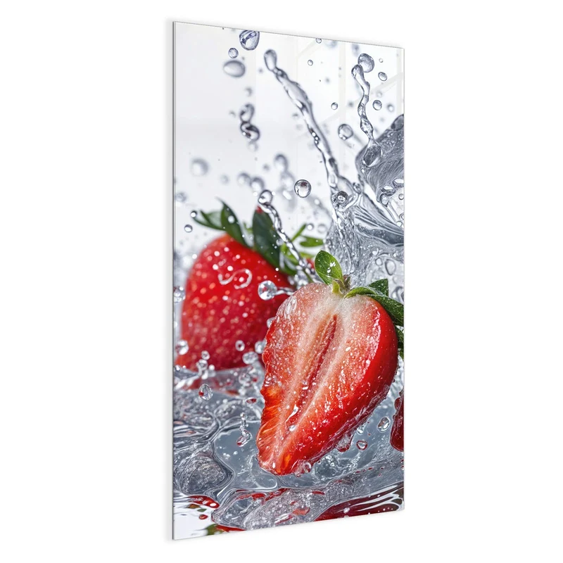 Glas Magnettafel - Erdbeeren auf Eis