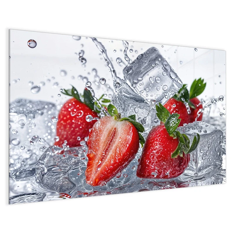 Glas Magnettafel - Erdbeeren auf Eis