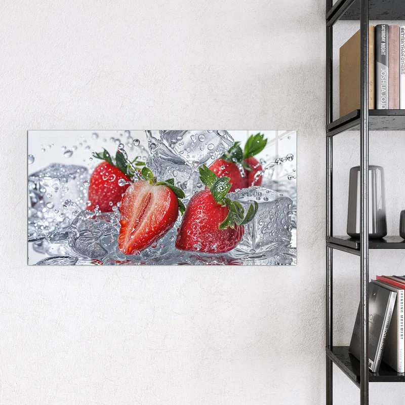 Glas Magnettafel - Erdbeeren auf Eis